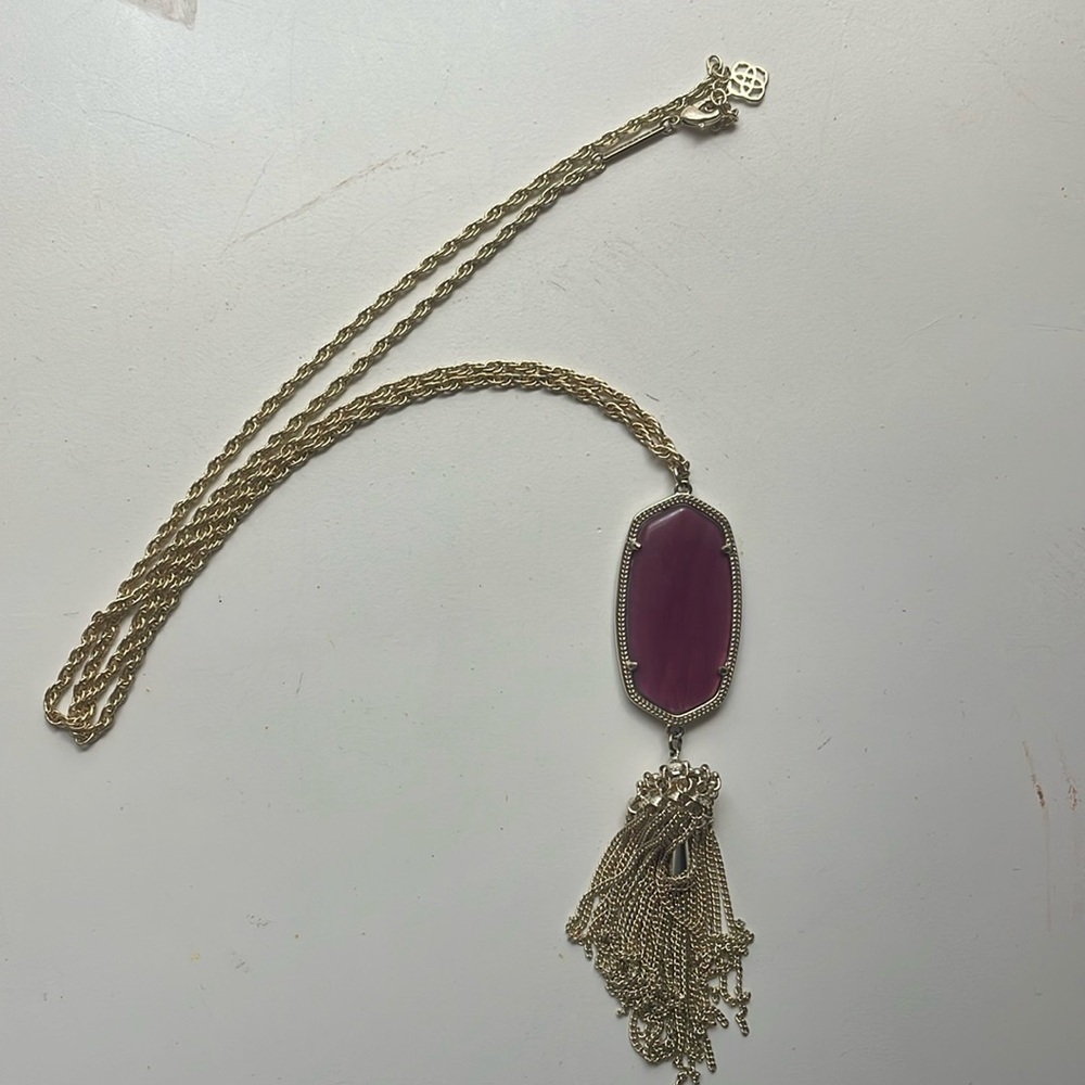 Kendra Scott Rayne Necklace (long) - Burgundy w/ Gold Tassel